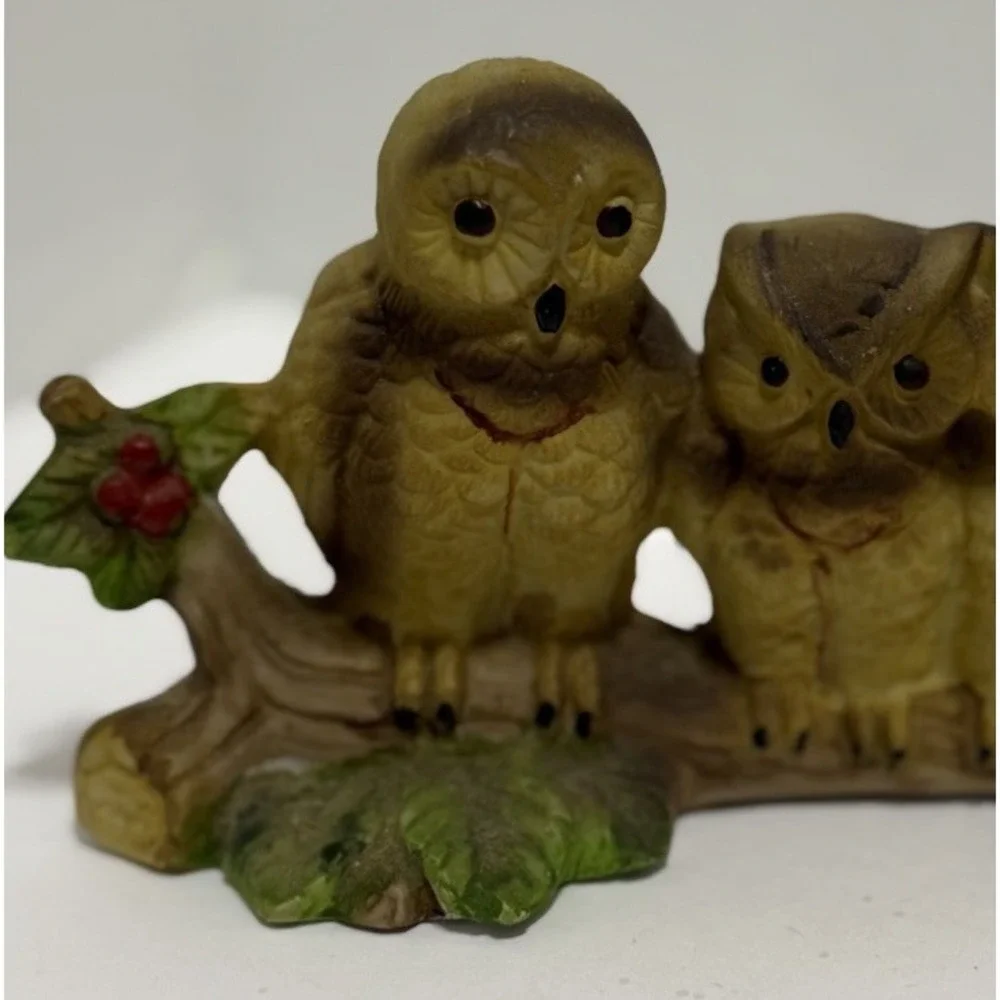 Vintage Owl Family Figurine | Rustic Woodland Shelf Decor | Estate Find